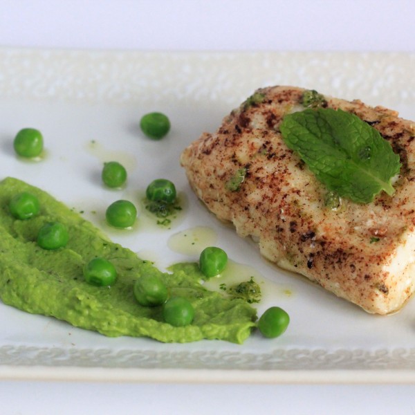 Sous Vide Halibut with Pea Puree
